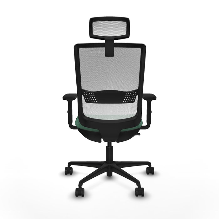 Silla de oficina Haches con mecanismo Sincro/Traslack tapizada con Tela color Verde esmeralda y malla color Blanco. Equipada con lumbar 1D, Brazos 2D, Cabecero 2D y Ruedas 65mm nailon Silla de oficina Haches con mecanismo Sincro/Traslack tapizada con Tela color Verde esmeralda y malla color Blanco. Equipada con lumbar 1D, Brazos 2D, Cabecero 2D y Ruedas 65mm nailon