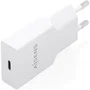 Aisens Cargador de Pared GaN Ultra Delgado 20W PD3.0 USB-C A110-0997, Blanco, con Protecciones, Chip Inteligente, Compatible con Múltiples Dispositivos