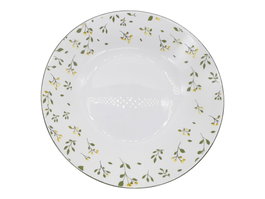 DKD Home Decor Plato de Vidrio Opal Floral Símil Porcelana Verde y Amarillo