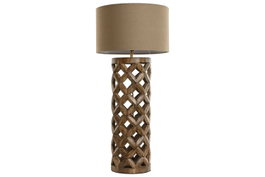DKD Home Decor Lámpara de Sobremesa Mango y Poliéster Natural/Beige