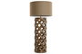 DKD Home Decor Lámpara de Sobremesa Mango y Poliéster Natural/Beige