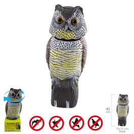 SATURNIA Búho Ahuyentador de Aves con Cabeza Giratoria 40 cm