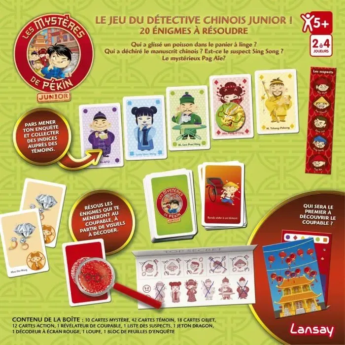 Lansay Les Mysteres De Pekin Junior Juego de detectives para niños a partir de 5 años