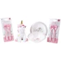 Fun House Set de Vajilla Infantil Unicornio 006319 - 2 Platos, 2 Cubiertos y 1 Peluche