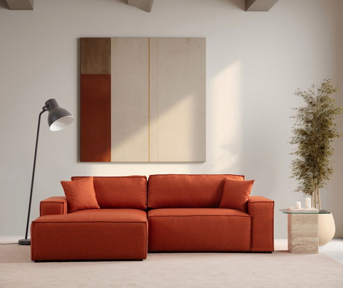 Atelier Del Sofa Sofá Cama Esquinero Corner Left Naranja Terciopelo Sofá Cama Modular 206x145cm Atelier Del Sofa Sofá Cama Esquinero Corner Left Naranja Terciopelo Sofá Cama Modular 206x145cm