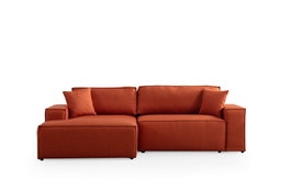 Atelier Del Sofa Sofá Cama Esquinero Corner Left Naranja Terciopelo Sofá Cama Modular 206x145cm