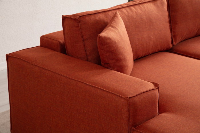 Atelier Del Sofa Sofá Cama Esquinero Corner Left Naranja Terciopelo Sofá Cama Modular 206x145cm Atelier Del Sofa Sofá Cama Esquinero Corner Left Naranja Terciopelo Sofá Cama Modular 206x145cm