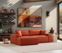 Atelier Del Sofa Sofá Cama Esquinero Corner Left Naranja Terciopelo Sofá Cama Modular 206x145cm