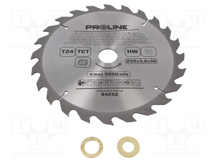 PROLINE Sierra circular de 250mm con 24 dientes para madera PROLINE Sierra circular de 250mm con 24 dientes para madera