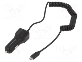 QOLTEC Alimentador USB con salida USB A y micro USB, Plata/Negro
