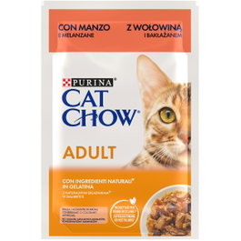 Cat Chow Alimento Húmedo Completo para Gatos Adultos con Buey y Berenjena en Gelatina 26x85gr