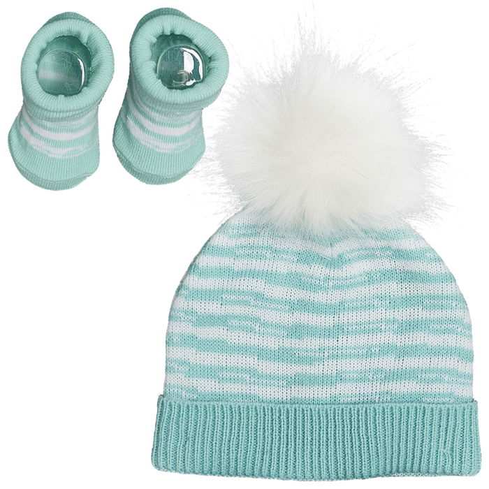 Tom et Zoe Conjunto Gorro Y Calcetines Modelos Surtidos Cuadros Grises Rayas Azules