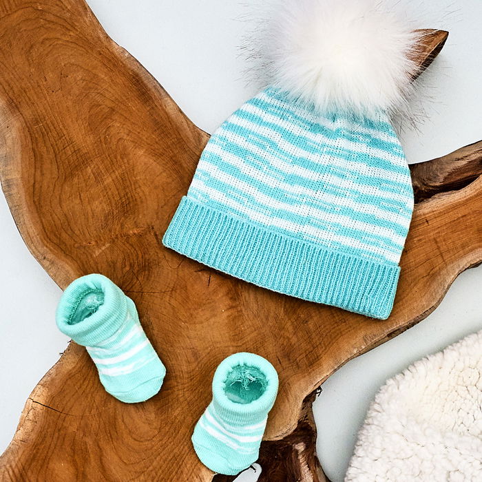 Tom et Zoe Conjunto Gorro Y Calcetines Modelos Surtidos Cuadros Grises Rayas Azules
