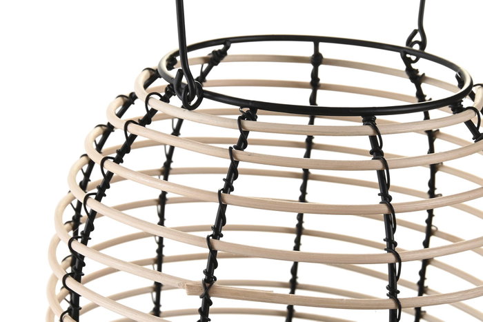 DKD Home Decor Portavelas de Ratán y Metal Negro y Natural