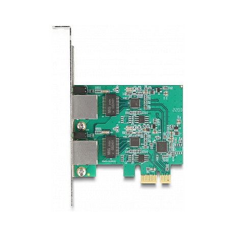 DeLOCK PCI Express x1 Tarjeta de Red LAN 2.5 Gigabit con 2 Puertos RJ45, RTL8125, Interna, Ethernet 2500 Mbit/s, para PC, Blanco