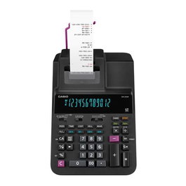 Casio DR-200R-BK Calculadora con Impresora a 2 Colores, 12 Dígitos, Pantalla LCD Grande, Función Reloj/Calendario, Teclas de Plástico, Color Negro