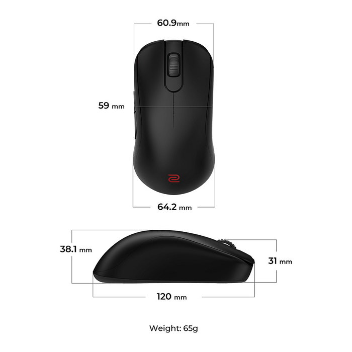 Zowie S2-DW 4K Ratón Gaming Inalámbrico Negro