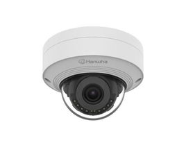 Hanwha Cámara IP minidomo Wisenet Q AI 5MP, lente fija 3mm, IR 20m, WDR 120dB, IK10, IP66, NEMA 4X, PoE