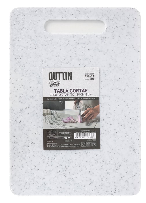 Quttin Tabla Cortar Plast. Granito 35 x 24.5 cm (18 Unidades)