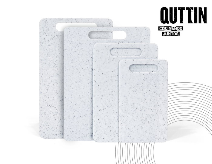 Quttin Tabla Cortar Plast. Granito 35 x 24.5 cm (18 Unidades)