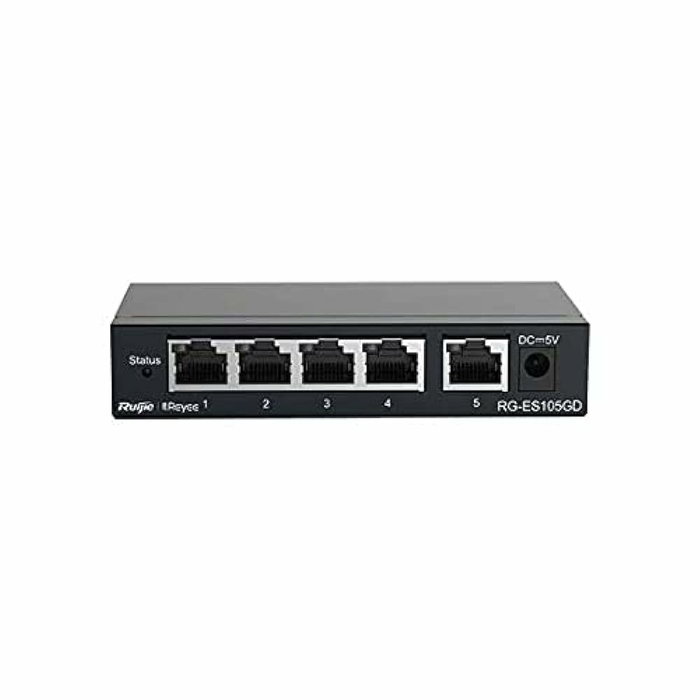 Ruijie Networks RG-ES105GD Switch No Administrado de 5 Puertos Gigabit Ethernet Negro