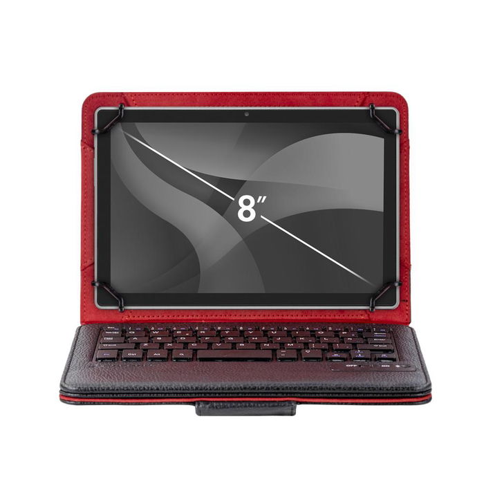 Phoenix Funda Universal con Teclado Bluetooth para Tablet Hasta 8", Piel Sintética, Negro - Soporte Ajustable, Conexión USB/MicroUSB, Aumenta la Productividad