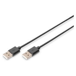 Digitus Cable de conexión USB 2.0 Tipo A Macho/Macho, 1 m, Negro