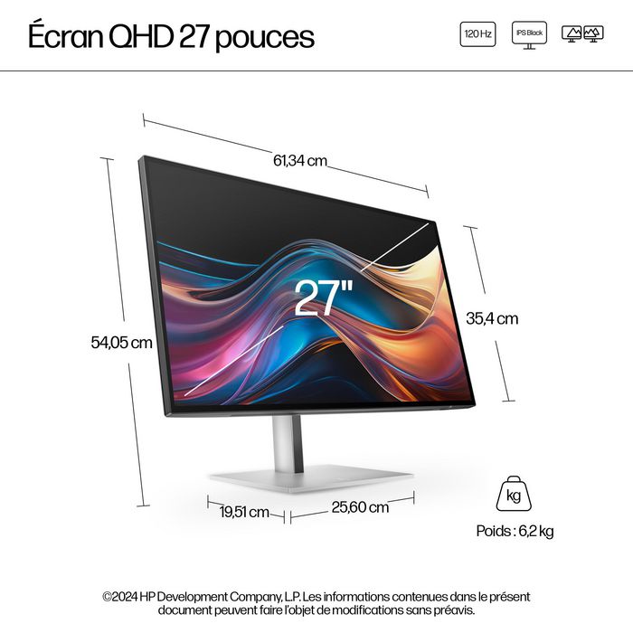 HP Series 7 Pro 27 inch QHD Monitor 727pq Silver