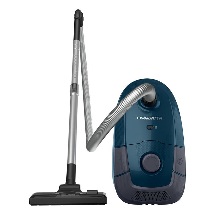 Rowenta RO3126 Aspiradora cilíndrica Power XXL 900W con rebobinado automático, bolsa 4.5L y filtro higiénico - Azul/Gris