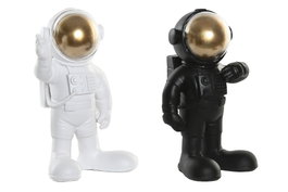 DKD Home Decor Figura de Astronauta en Resina Dorado Set de 2
