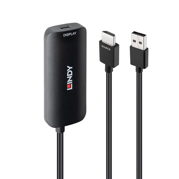 Lindy Adaptador USB-C a HDMI 43423 - 0.2 m - USB-C Hembra a HDMI Macho/Hembra - Negro - 4K 60Hz 18Gbit/s DisplayPort Alt Mode