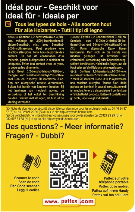 Pattex Classic 750gr Pegamento a base de acetato de polivinilo en dispersión acuosa para montaje, revestimiento y laminado