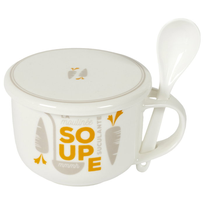 Home Deco Factory Taza Sopa 550 Ml Con Cuchara Encajable Modelo Surtido Home Deco Factory Taza Sopa 550 Ml Con Cuchara Encajable Modelo Surtido