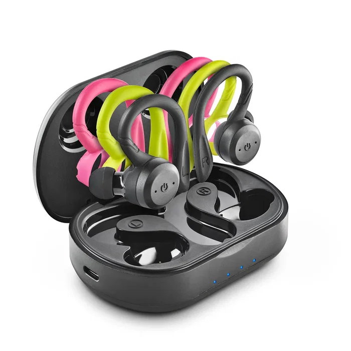 NGS Artica Jogger - Auriculares Deportivos Inalámbricos Bluetooth 5.3 TWS, Resistente al Agua IPX7, Autonomía 40h con Estuche de Carga, Color Negro, Verde Claro o Rosa