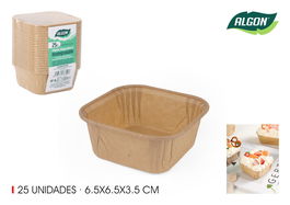 Algon Set 25 Moldes Papel Horno 6.5 cm x 6.5 cm x 3.5 cm Desechables (36 Unidades)