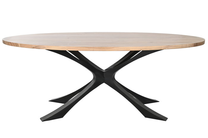 DKD Home Decor Mesa de Comedor Acacia y Metal Natural y Negro
