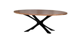 DKD Home Decor Mesa de Comedor Acacia y Metal Natural y Negro