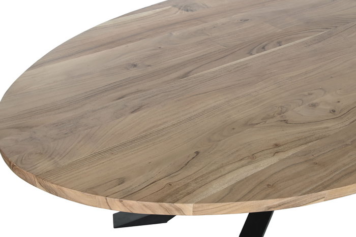 DKD Home Decor Mesa de Comedor Acacia y Metal Natural y Negro