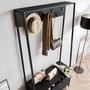 Hanah Home Devin Recibidor Negro con Estantes Múltiples y Patas Metálicas, Tablero de Partículas Recubierto de Melamina 18mm, 94x180x35.3cm