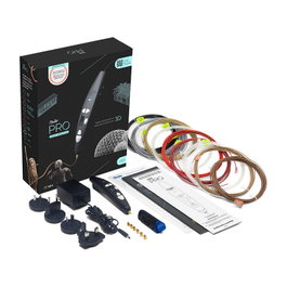 3Doodler 3D Pen Pro III Set - Lápiz 3D de cobre con filamento PLA madera, negro, pantalla incorporada