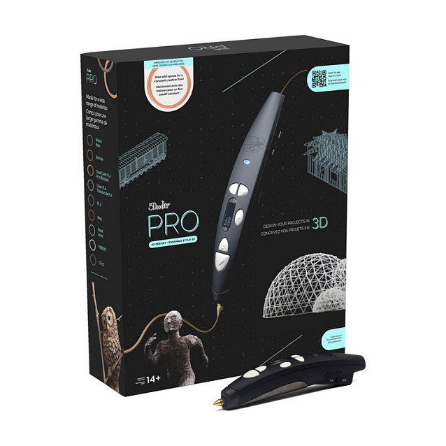 3Doodler 3D Pen Pro III Set - Lápiz 3D de cobre con filamento PLA madera, negro, pantalla incorporada