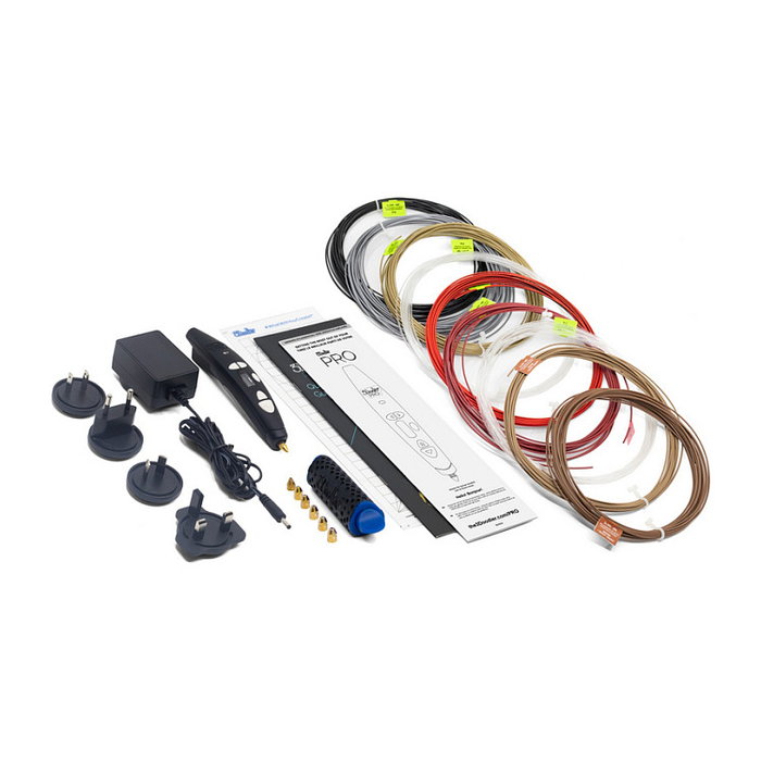3Doodler 3D Pen Pro III Set - Lápiz 3D de cobre con filamento PLA madera, negro, pantalla incorporada
