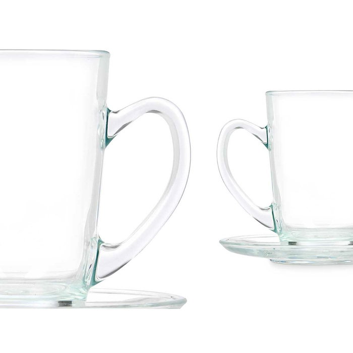 Taza con Plato Vivalto Transparente Vidrio 200 ml (6 Unidades) Taza con Plato Vivalto Transparente Vidrio 200 ml (6 Unidades)