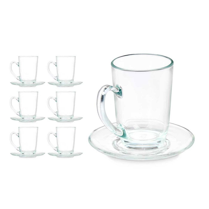 Taza con Plato Vivalto Transparente Vidrio 200 ml (6 Unidades) Taza con Plato Vivalto Transparente Vidrio 200 ml (6 Unidades)