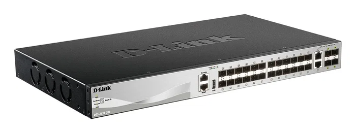 D-Link DGS-3130-30S/E Switch Gestionable L3 con 24 Puertos SFP y 4 Puertos 10G SFP+, Apilable, Color Gris - DGS-3130-30S/E
