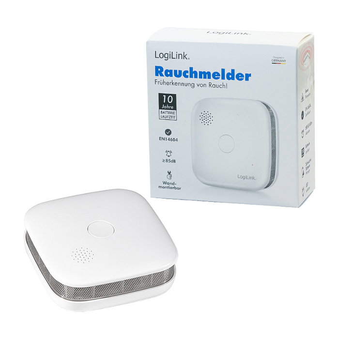 LogiLink Detector de Humo Cuadrado con Batería de 10 años LogiLink Detector de Humo Cuadrado con Batería de 10 años