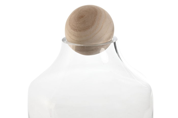 DKD Home Decor Jarrón Transparente Natural Cristal Madera 21 x 42 x 21 cm
