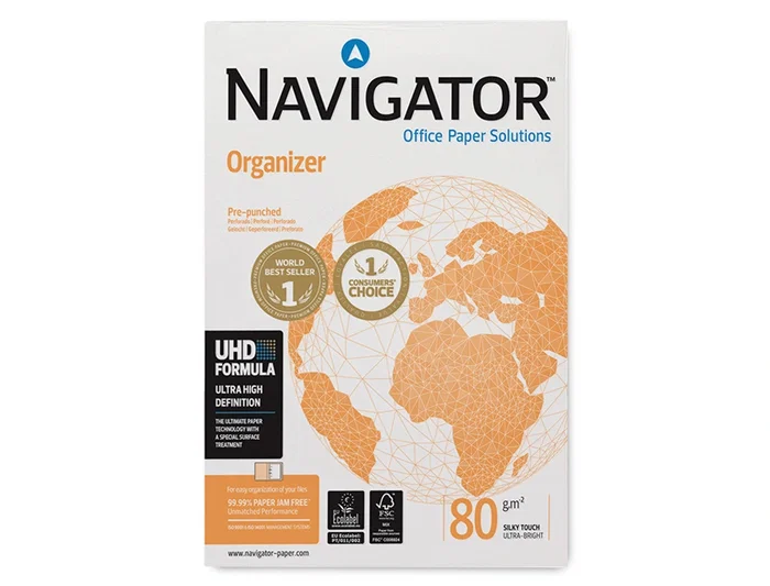 Navigator Papel Fotocopiadora Din A4 80 Gramos Blanco 500 Hojas Multifuncion Ink-jet Laser