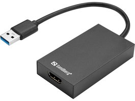 Sandberg Convertidor USB 3.0 a HDMI para Conectar Monitor, Televisión o Proyector al Ordenador