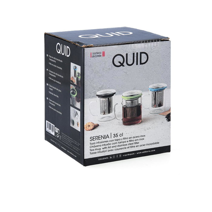 Quid Taza de Vidrio Serenia con Filtro de Acero Inoxidable y Tapa 35 cL